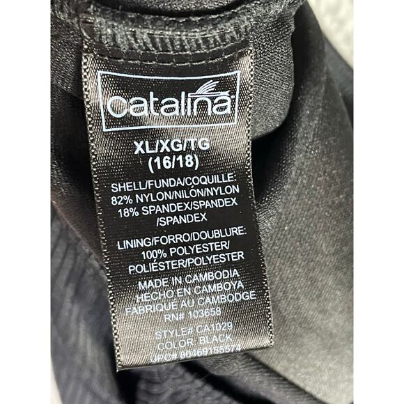 Catalina Black XL 16/18 Scoop Neck Ruched‎ One Piece Swimsuit Shaping Lined - Picture 7 of 7